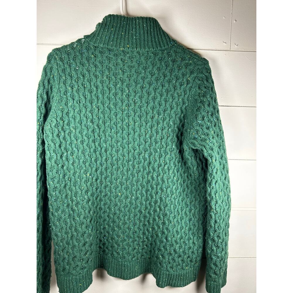 Lands' End Women's Green Cable Knit Turtleneck Sweater; Size M - Picture 2 of 8